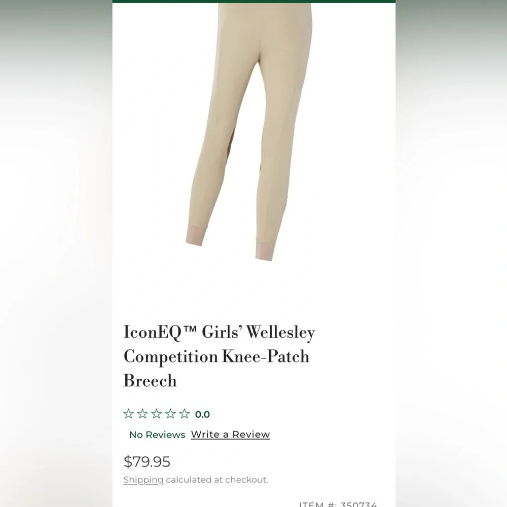 Girls Riding Breeches in Tan with Knee Patches - Picture 10 of 11